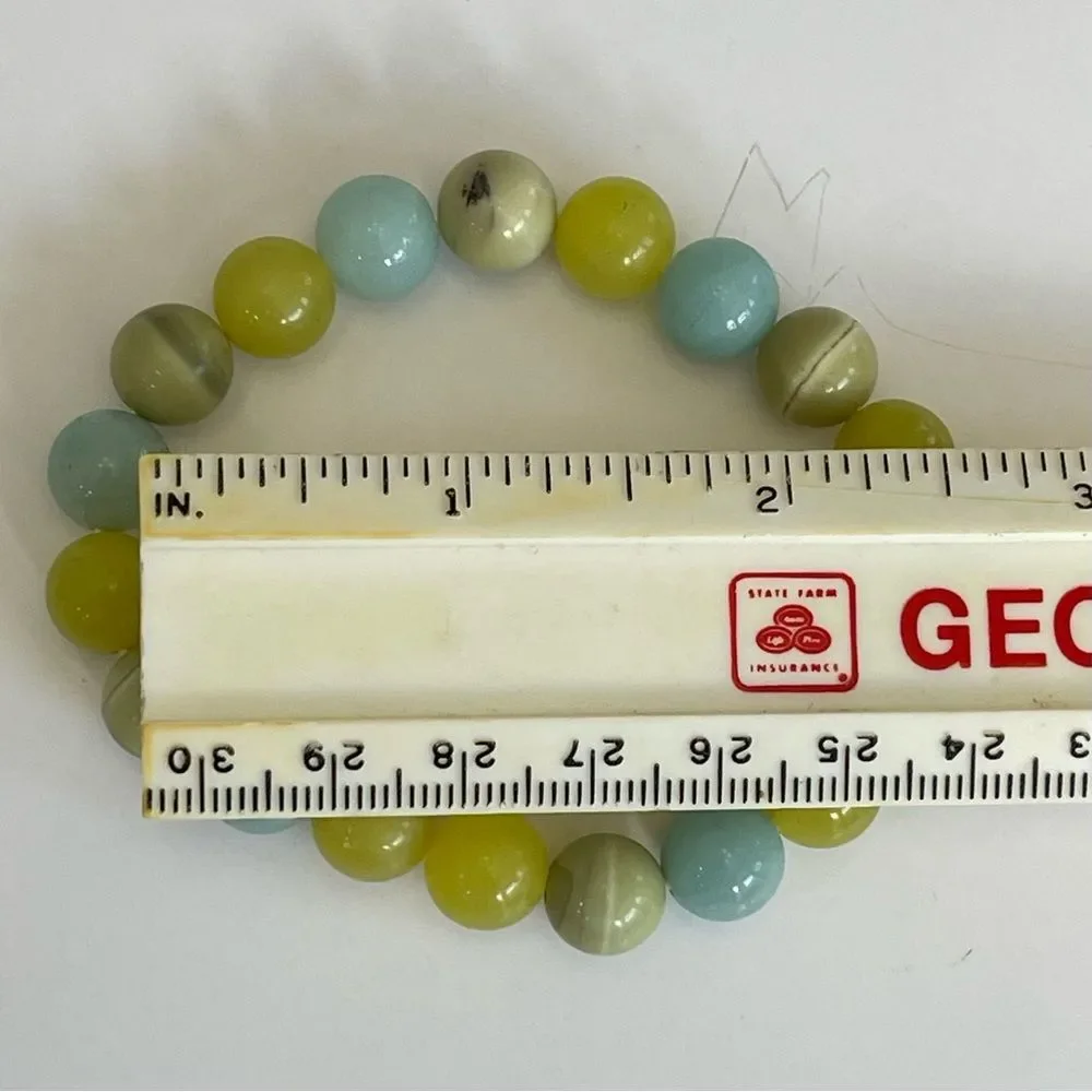 Beaded Polished Round Multi-Gemstone Stretch Bracelet Chakra Chic Bohemian Party
